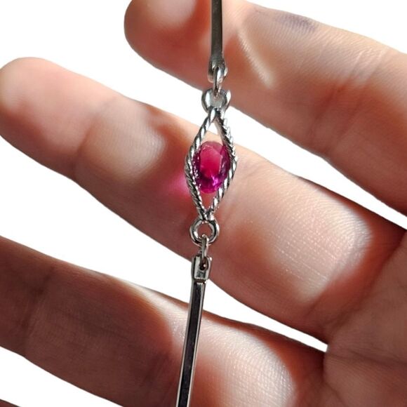 Sarah Coventry Station Pink Accents Long Silver-tone Elegant Necklace - Picture 9 of 16